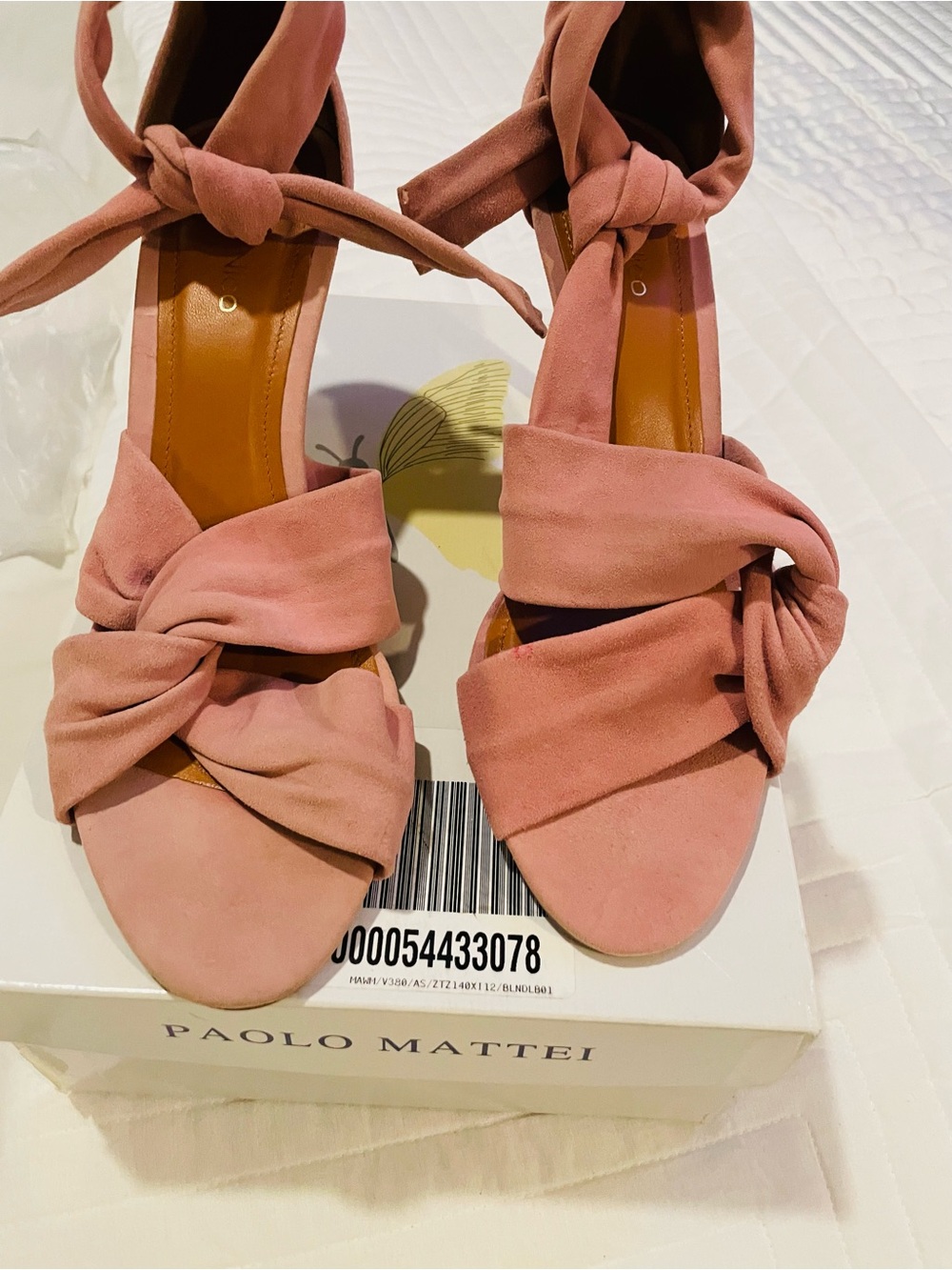 Anthropologie Blush Pink Knotted Suede Sandals